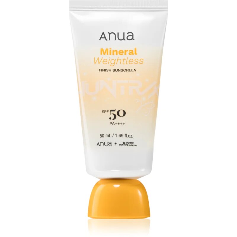 Anua K-Pop Demon Hunters Mineral Weightless Finish Sunscreen lahka zaščitna krema za obraz SPF 50 50 ml