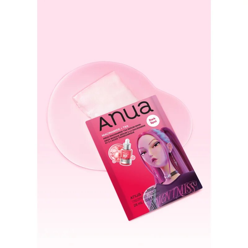 Anua K-Pop Demon Hunters Niacinamide TXA Serum Mask revitalizacijska maska iz platna z vlažilnim učinkom 28 ml