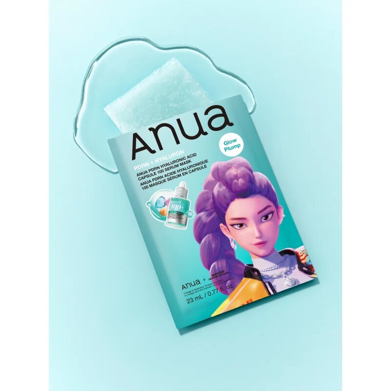 Anua K-Pop Demon Hunters PDRN + Hyaluronic Acid Capsule 100 Serum Mask vlažilna tekstilna maska za posvetlitev in zgladitev kože 23 ml