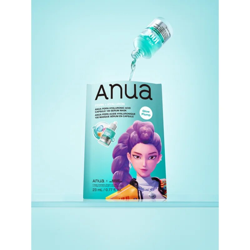 Anua K-Pop Demon Hunters PDRN + Hyaluronic Acid Capsule 100 Serum Mask vlažilna tekstilna maska za posvetlitev in zgladitev kože 23 ml