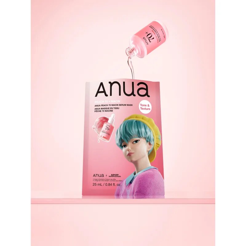 Anua K-Pop Demon Hunters Peach 70% Niacin Mask posvetlitvena maska za obraz s kolagenom 1 kos