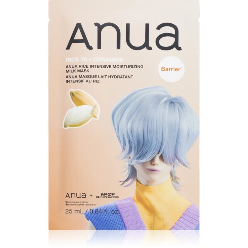 Anua K-Pop Demon Hunters Rice 70 + Ceramide negovalna maska iz platna za krepitev kožne pregrade 25 ml