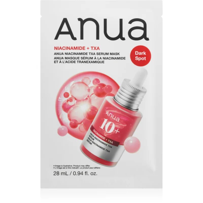 Anua Niacinamide TXA Serum Mask revitalizacijska maska iz platna proti pigmentnim madežem 28 ml