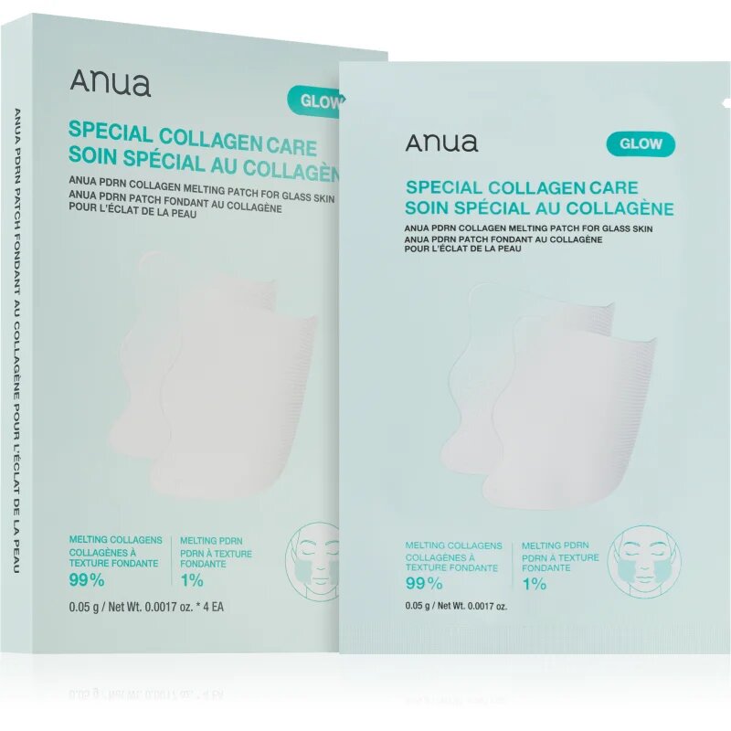 Anua PDRN Collagen Melting Patch for Glass Skin posvetlitvena maska za obraz za prehrano in hidracijo 4 kos