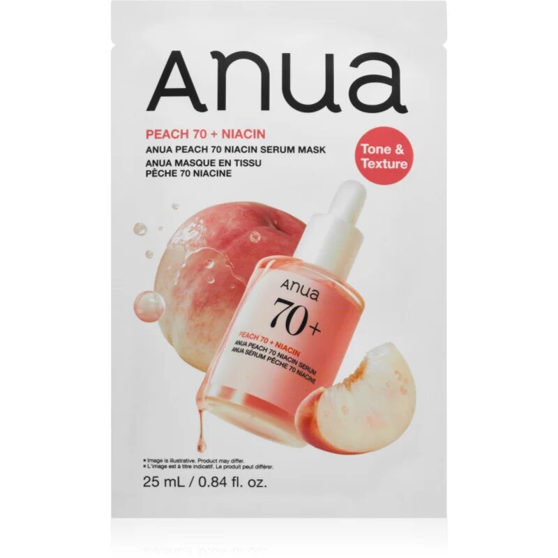 Anua Peach 70 Niacin Serum Mask maska iz platna s posvetlitvenim učinkom 25 ml