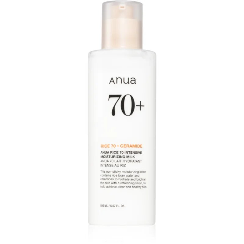 Anua Rice 70 Intensive Moisturizing Milk vlažilno mleko za osvetljevanje za obraz 150 ml