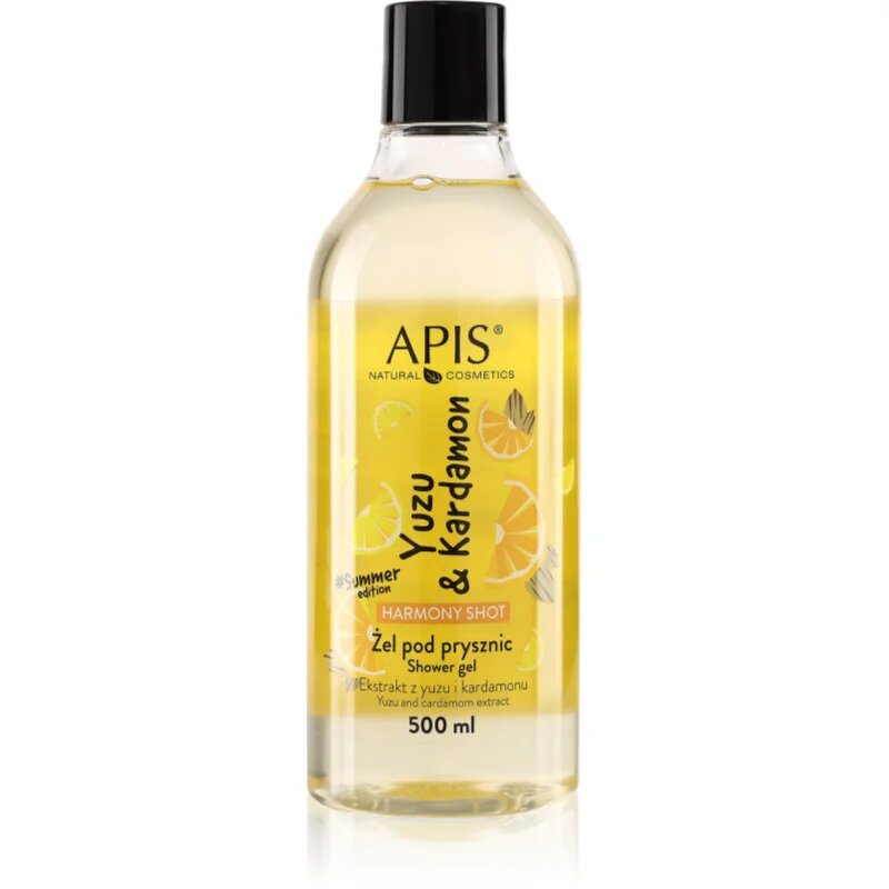 Apis Natural Cosmetics Harmony Shot Yuzu & Cardamom gel za prhanje za dobro počutje 500 ml