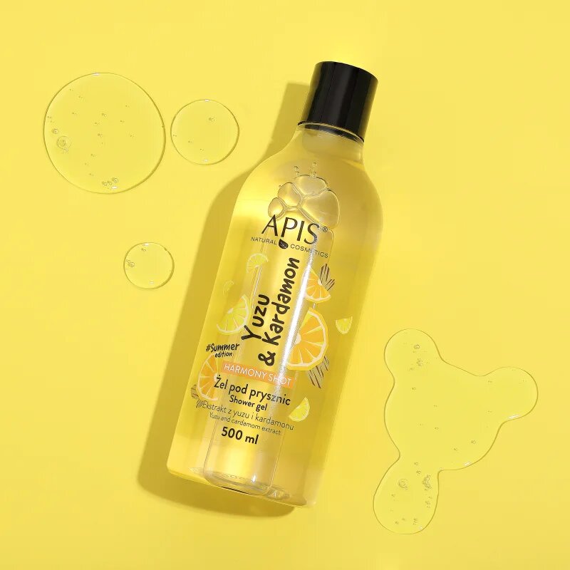 Apis Natural Cosmetics Harmony Shot Yuzu & Cardamom gel za prhanje za dobro počutje 500 ml