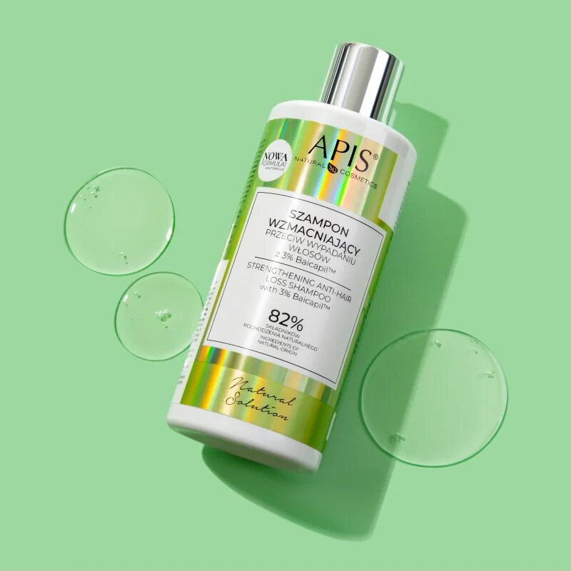 Apis Natural Cosmetics Natural Solution 3% Baicapil krepilni šampon proti izpadanju las 300 ml