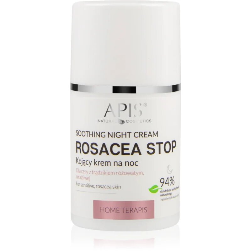 Apis Natural Cosmetics Rosacea-Stop pomirjajoča nočna krema za občutljivo kožo nagnjeno k rdečici 50 ml