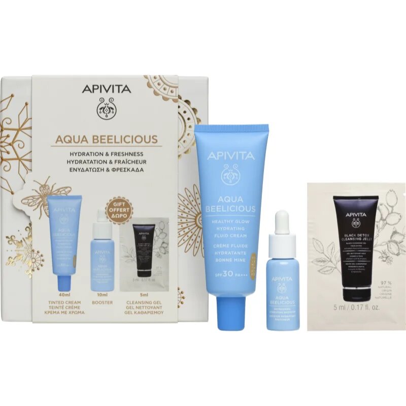 Apivita Aqua Beelicious Hydration & Natural Coverage Set božični darilni set za osvetljevanje kože in hidratacijo