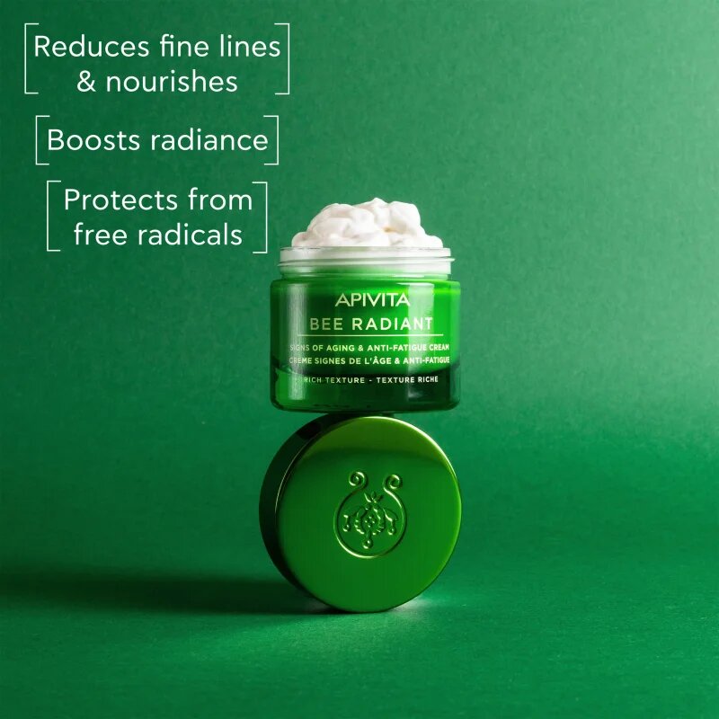 Apivita Bee Radiant Cream - Rich Texture ekstra hranilna krema za obraz proti staranju in za učvrstitev kože 50 ml