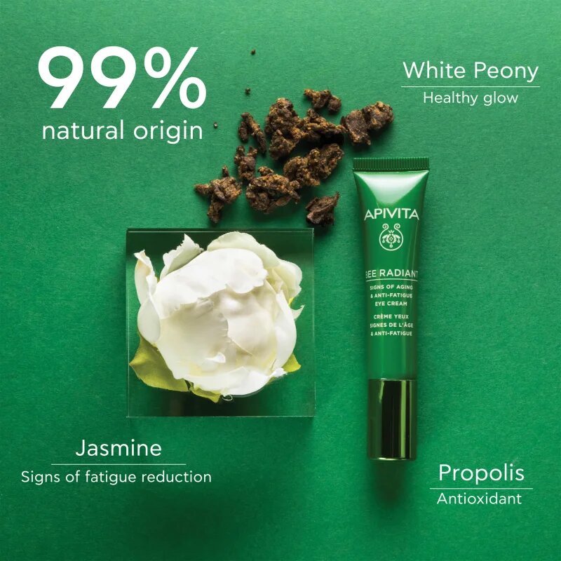 Apivita Bee Radiant Eye Cream krema za predel okoli oči za korekcijo temnih kolobarjev in gub 15 m