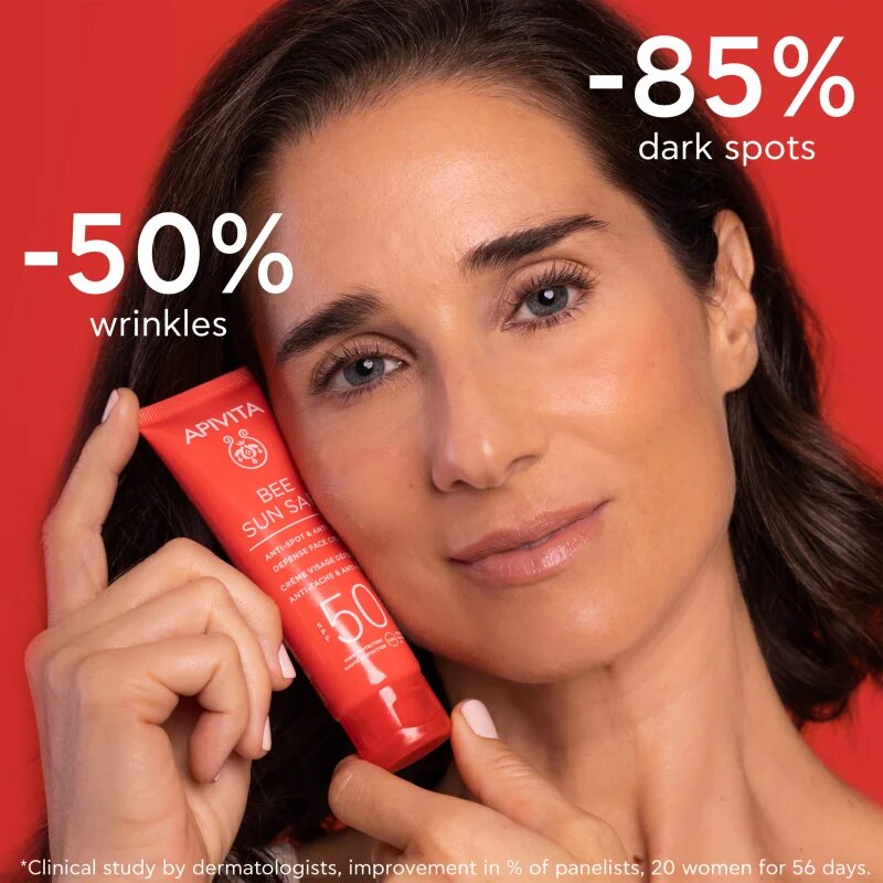 Apivita Bee Sun Safe Anti-Spot and Anti-Age Face Cream SPF 50 zaščitna krema proti staranju kože SPF 50 50 ml