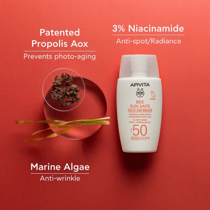 Apivita Bee Sun Safe Daily Age Repair Fluid SPF50 zaščitni fluid proti gubam SPF 50 50 ml