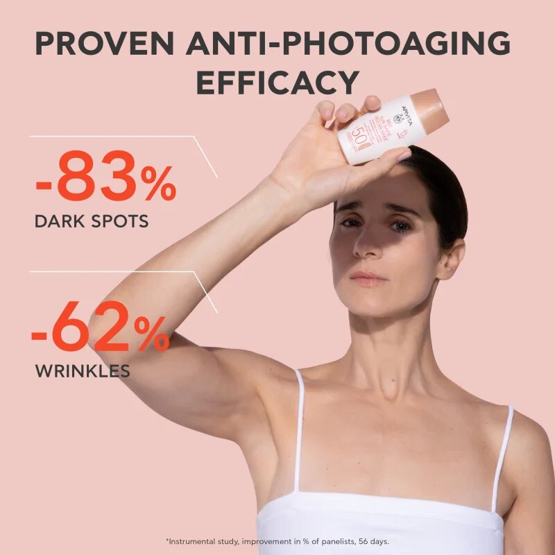 Apivita Bee Sun Safe Daily Age Repair Tinted Fluid SPF50 tonirana zaščitna krema SPF 50 50 ml