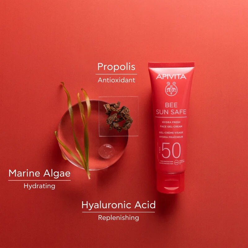Apivita Bee Sun Safe Hydra Fresh Face Gel-Cream SPF50 vlažilna gel krema SPF 50 50 ml