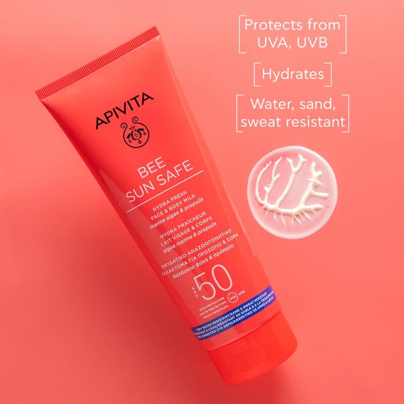 Apivita Bee Sun Safe Hydra Fresh Milk SPF50 losjon za sončenje za obraz in telo SPF 50 200 ml