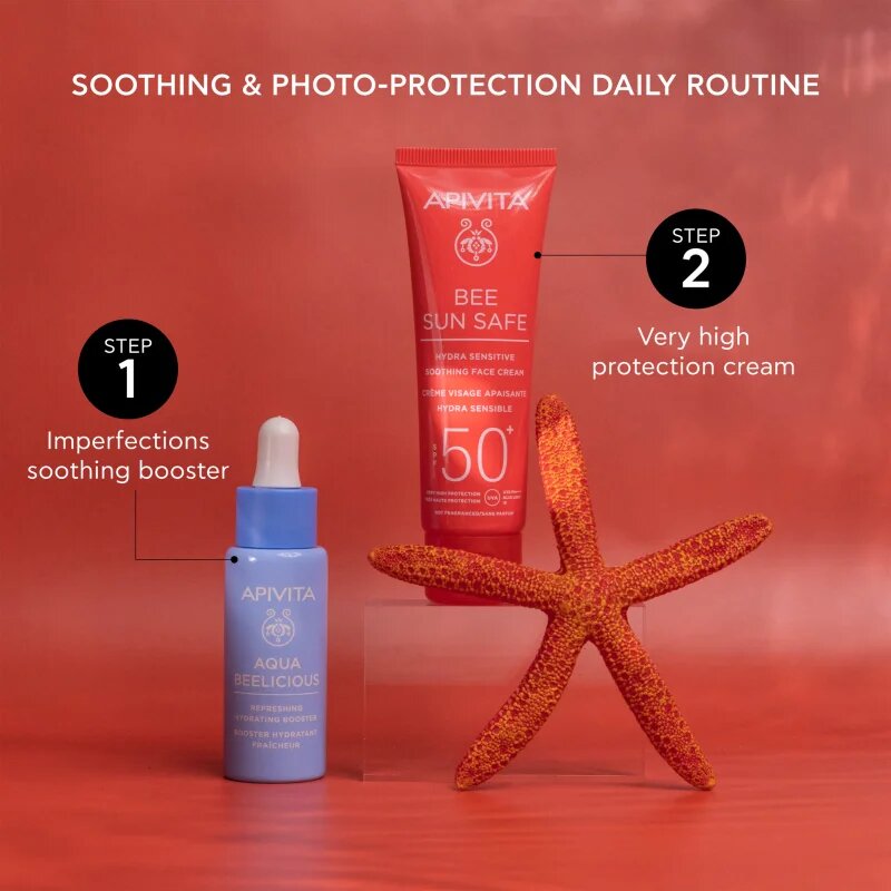 Apivita Bee Sun Safe Hydra Sensitive Soothing Face Cream SPF50+ pomirjevalna in vlažilna krema SPF 50+ 50 ml