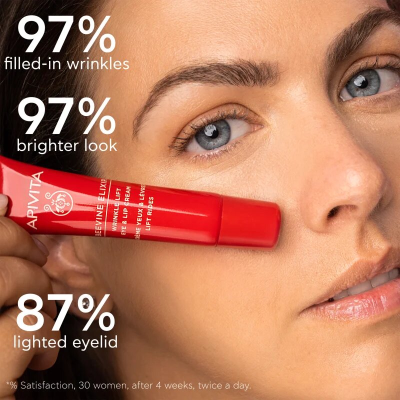Apivita Beevine Elixir Eye & Lip cream intenzivna lifting krema za predel okoli oči proti gubam in temnim kolobarjem 15 ml