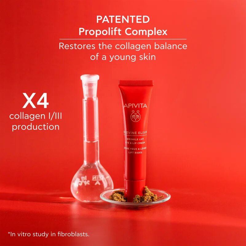 Apivita Beevine Elixir Eye & Lip cream intenzivna lifting krema za predel okoli oči proti gubam in temnim kolobarjem 15 ml