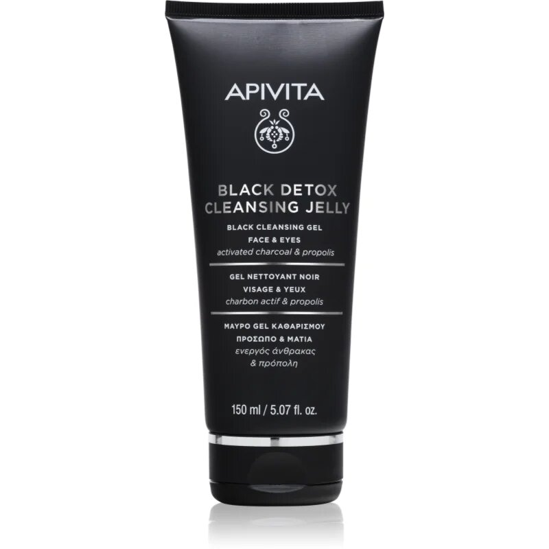Apivita Cleansing Black Detox Cleansing Gel čistilni gel z aktivnim ogljem za obraz in oči 150 ml