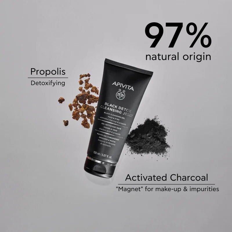 Apivita Cleansing Black Detox Cleansing Gel čistilni gel z aktivnim ogljem za obraz in oči 150 ml