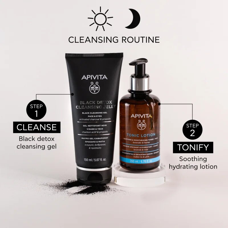 Apivita Cleansing Black Detox Cleansing Gel čistilni gel z aktivnim ogljem za obraz in oči 150 ml