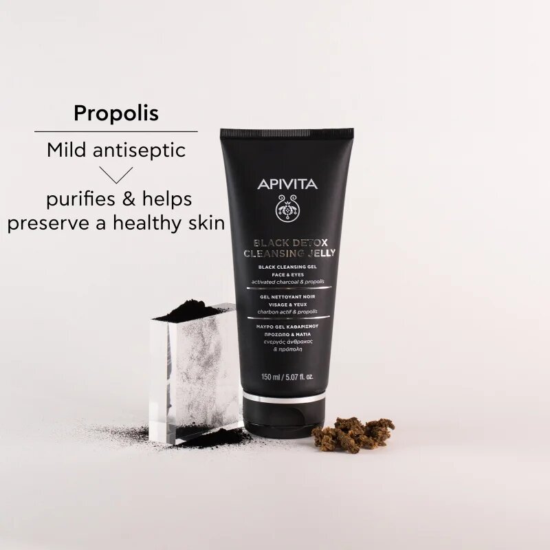 Apivita Cleansing Black Detox Cleansing Gel čistilni gel z aktivnim ogljem za obraz in oči 150 ml