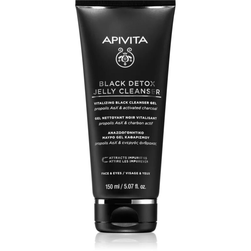 Apivita Cleansing Black Detox Jelly Cleanser čistilni gel z aktivnim ogljem 150 ml