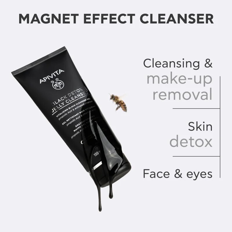 Apivita Cleansing Black Detox Jelly Cleanser čistilni gel z aktivnim ogljem 150 ml