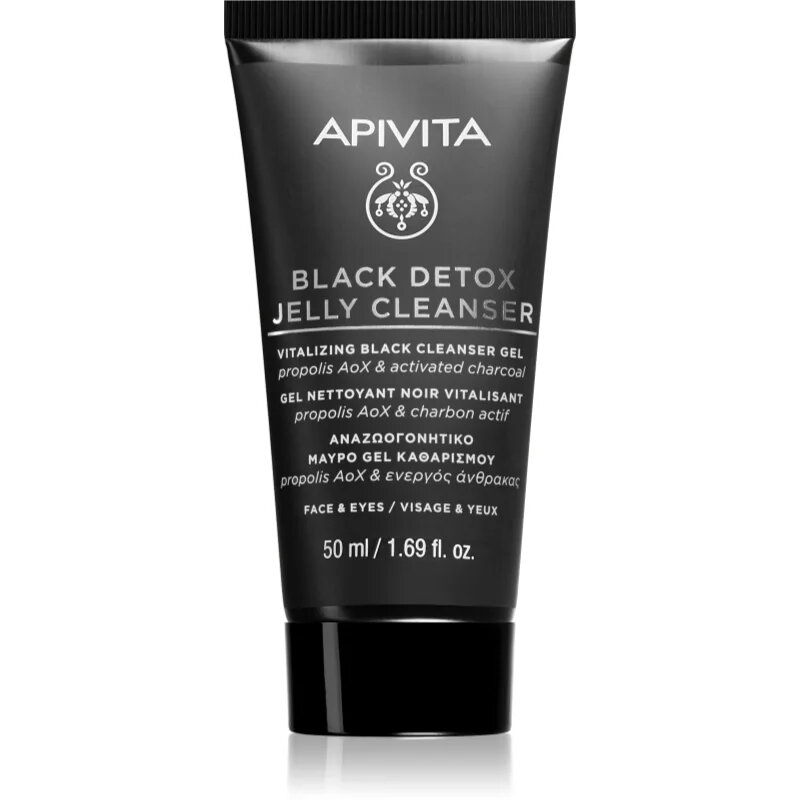 Apivita Cleansing Black Detox Jelly Cleanser čistilni gel z aktivnim ogljem 50 ml