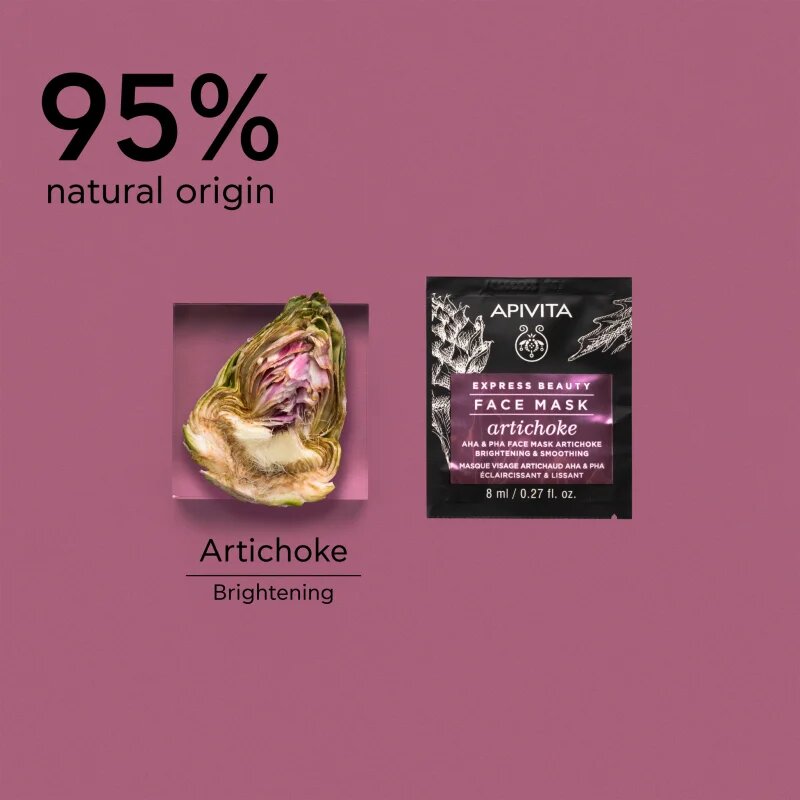 Apivita Express Beauty Brightening Face Mask Artichoke intenzivna vlažilna maska z AHA 2x8 ml