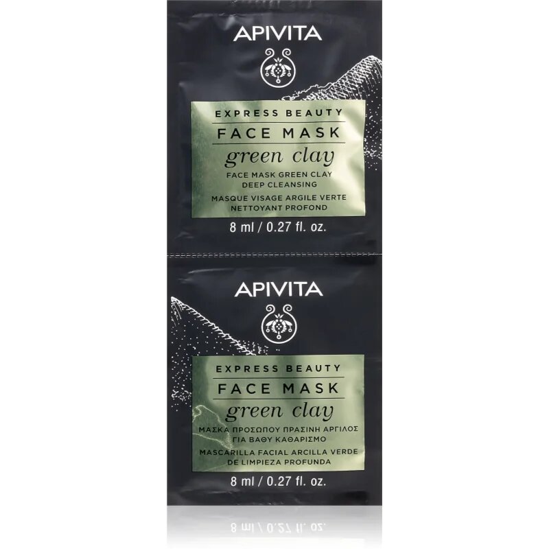 Apivita Express Beauty Cleansing Face Mask Green Clay čistilna in gladilna maska za obraz z zeleno ilovico 2x8 ml