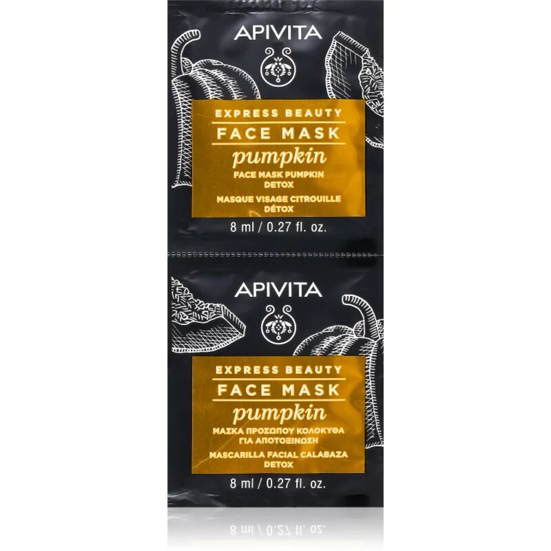 Apivita Express Beauty Detox Face Mask Pumpkin razstrupljevalna maska za obraz 2x8 ml
