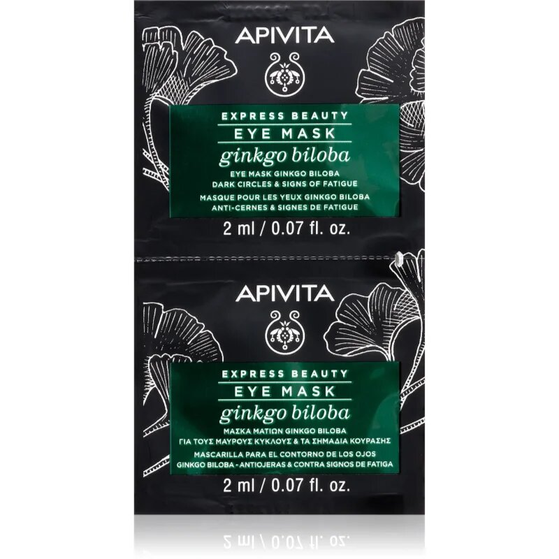 Apivita Express Beauty Eye Mask Gingko Biloba maska za oči proti oteklinam in temnim kolobarjem 2x2 ml