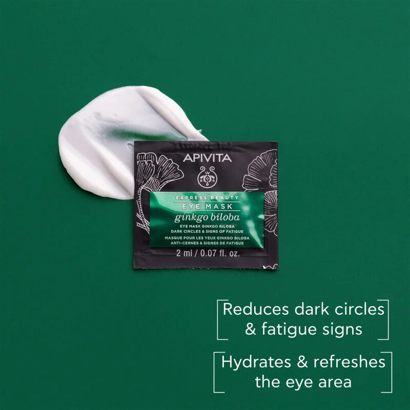 Apivita Express Beauty Eye Mask Gingko Biloba maska za oči proti oteklinam in temnim kolobarjem 2x2 ml