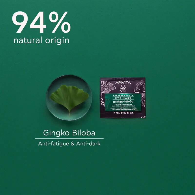 Apivita Express Beauty Eye Mask Gingko Biloba maska za oči proti oteklinam in temnim kolobarjem 2x2 ml
