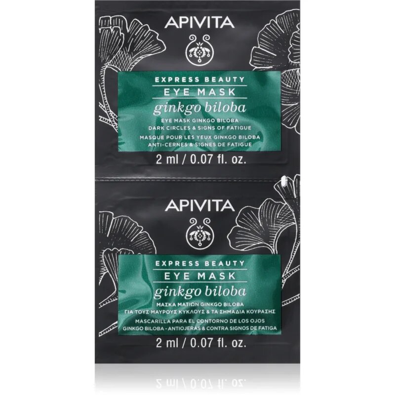 Apivita Express Beauty Eye Mask Gingko Biloba maska za predel okoli oči proti temnim kolobarjem 2x2 ml