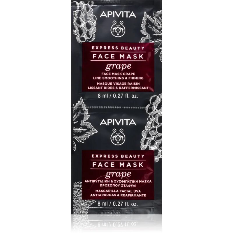 Apivita Express Beauty Firming Face Mask Grape maska proti gubam za učvrstitev obraza 2x8 ml