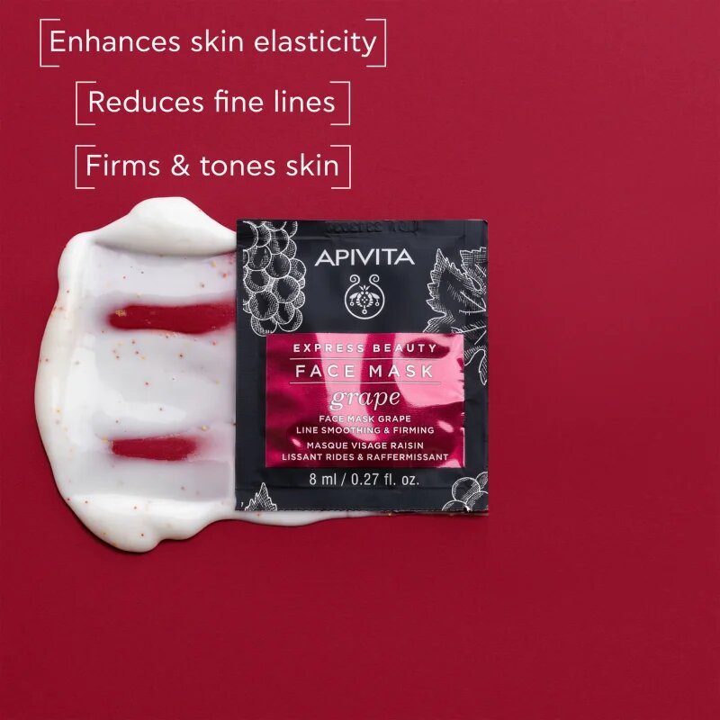 Apivita Express Beauty Firming Face Mask Grape maska proti gubam za učvrstitev obraza 2x8 ml