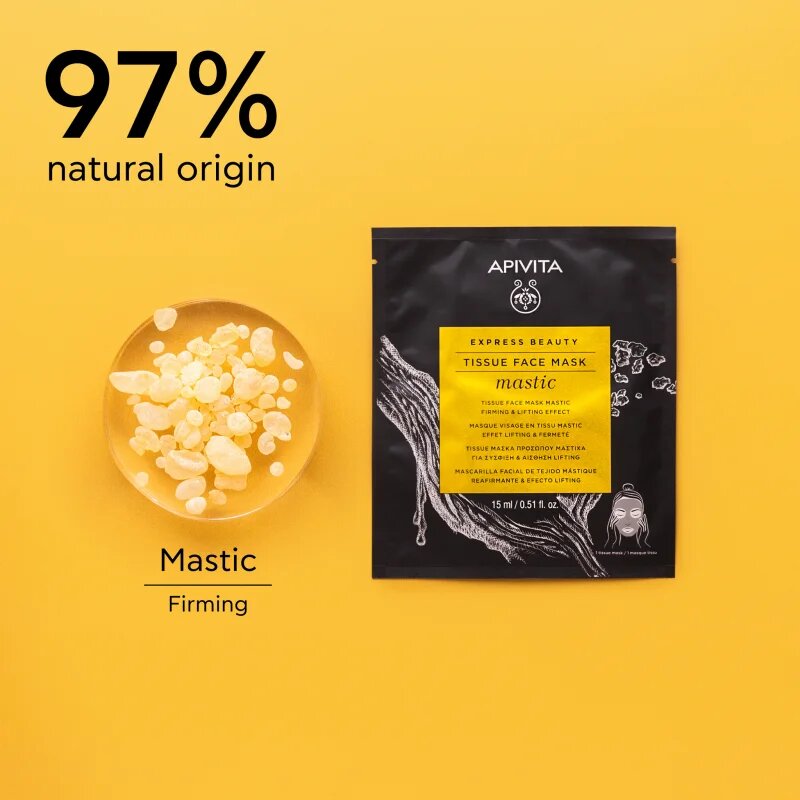 Apivita Express Beauty Lifting Tissue Face Mask Mastic maska iz platna z lifting učinkom 15 ml