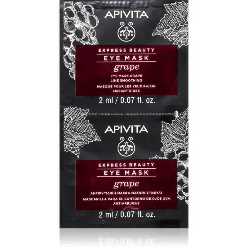 Apivita Express Beauty Line Smoothing Eye Mask Grape maska za oči z gladilnim učinkom 2 x 2 ml