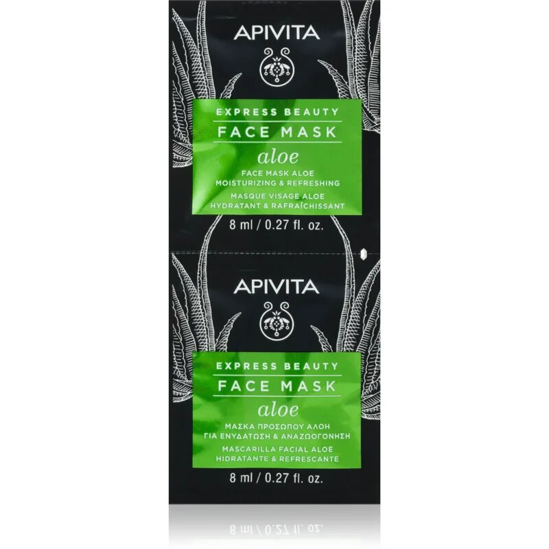 Apivita Express Beauty Moisturizing Face mask Aloe osvežujoča vlažilna maska za obraz 2x8 ml