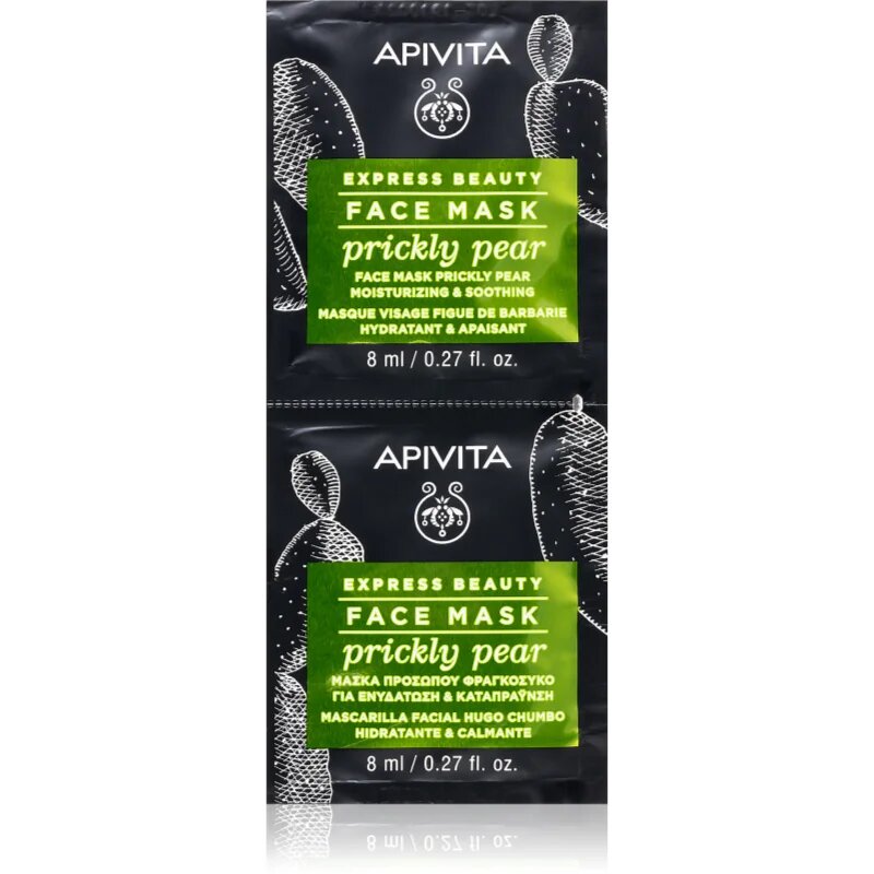 Apivita Express Beauty Moisturizing Face Mask Prickly Pear pomirjajoča maska za obraz z vlažilnim učinkom 2x8 ml