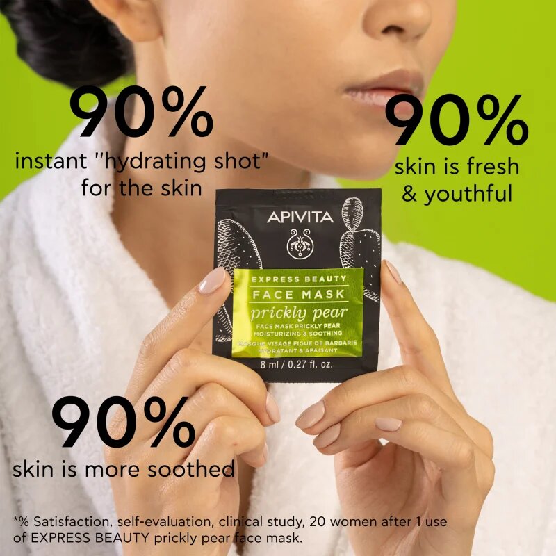 Apivita Express Beauty Moisturizing Face Mask Prickly Pear pomirjajoča maska za obraz z vlažilnim učinkom 2x8 ml