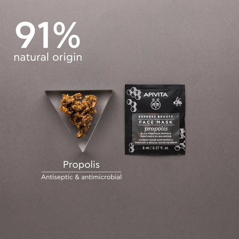 Apivita Express Beauty Purifying Face Mask Propolis črna čistilna maska za mastno kožo 2x8 ml