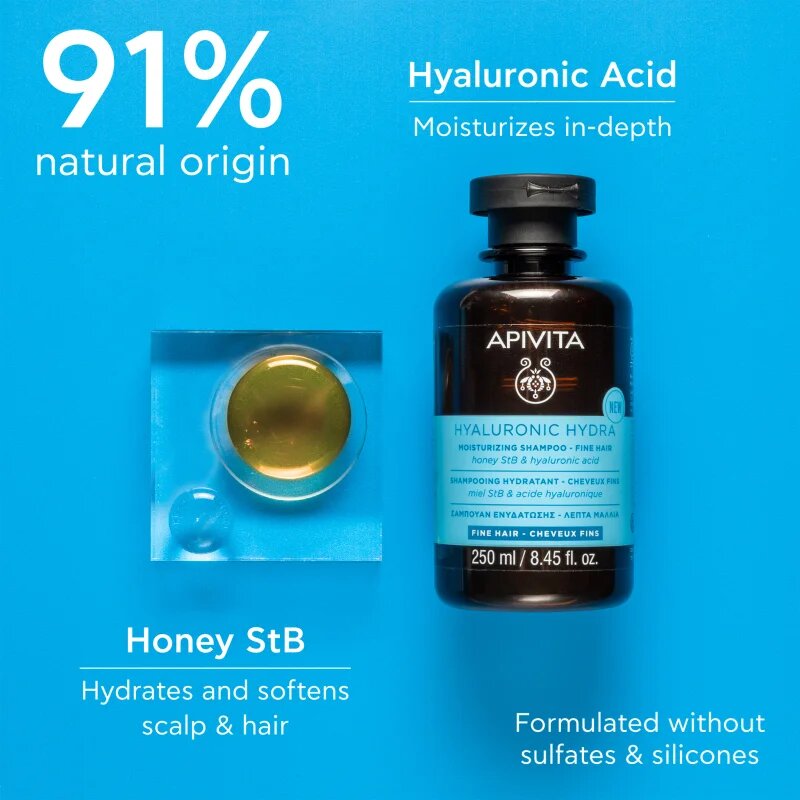 Apivita Hyaluronic Hydra Fine Hair Moisturizing Shampoo vlažilni šampon za tanke lase 250 ml