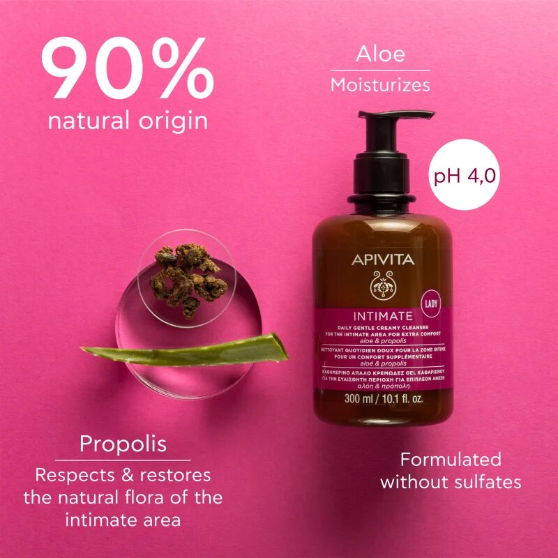Apivita Intimate Lady Creamy Cleanser nežni gel za intimno higieno za vsakodnevno uporabo 300 ml