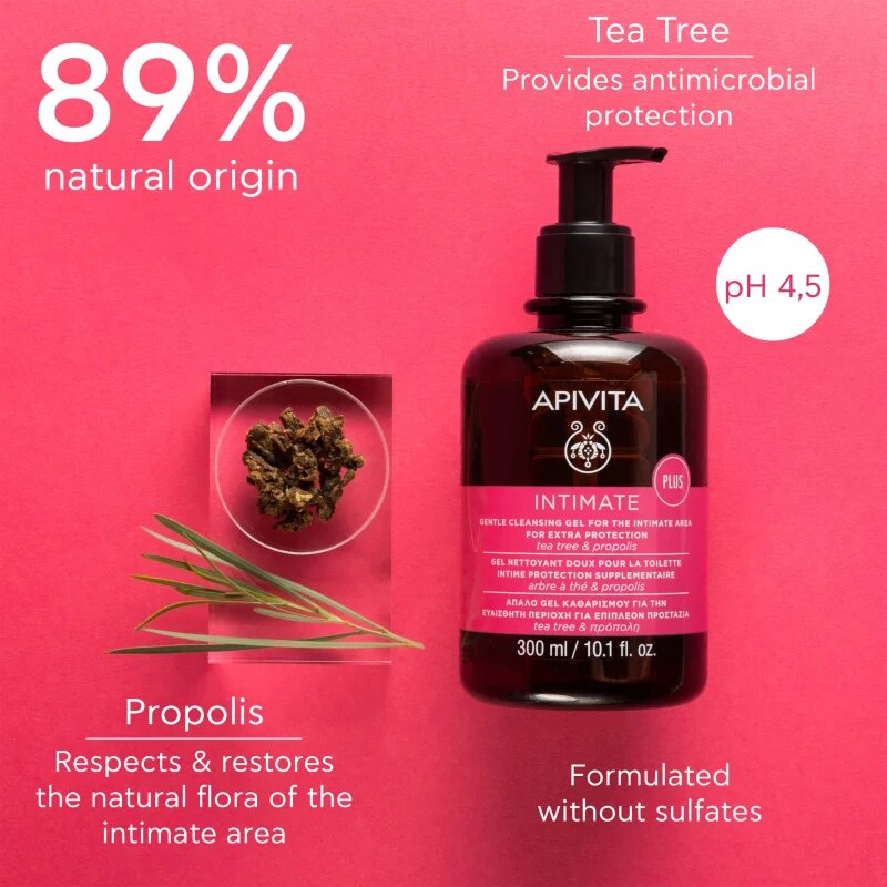 Apivita Intimate Plus Cleansing Gel nežni penasti gel za umivanje za intimno higieno 300 ml